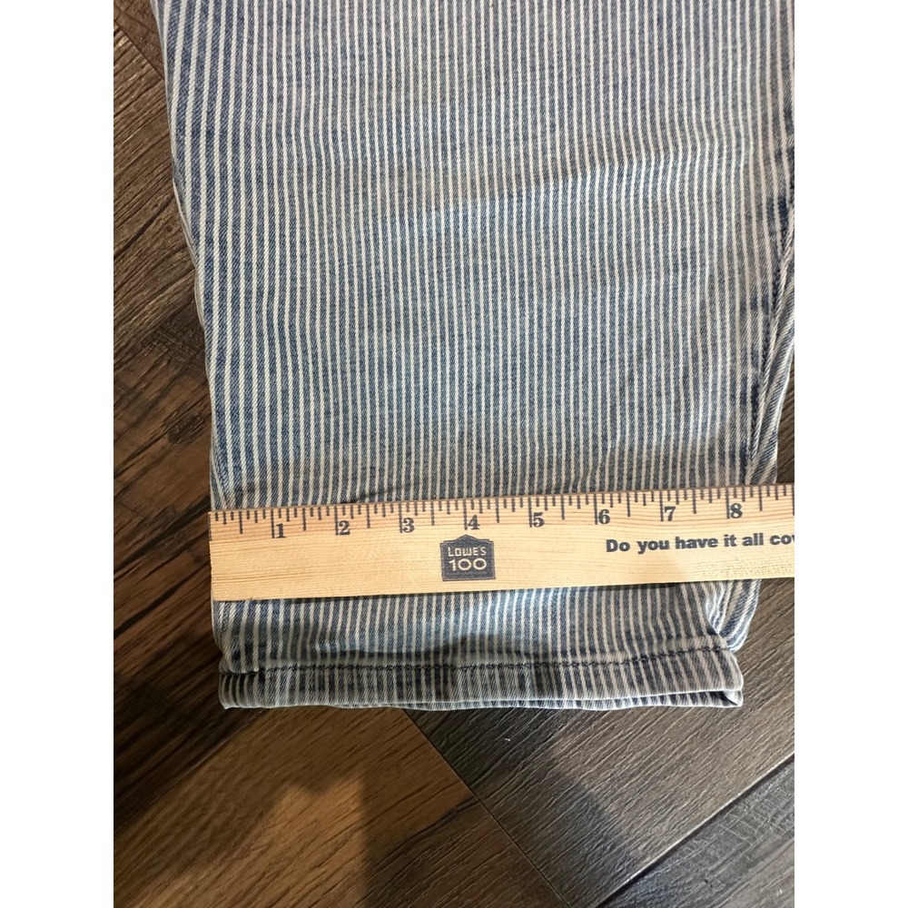 Lane Bryant Blue‎ White Striped Mid Rise Boyfriend Capri Jeans Womens 18 Utility - Picture 5 of 10
